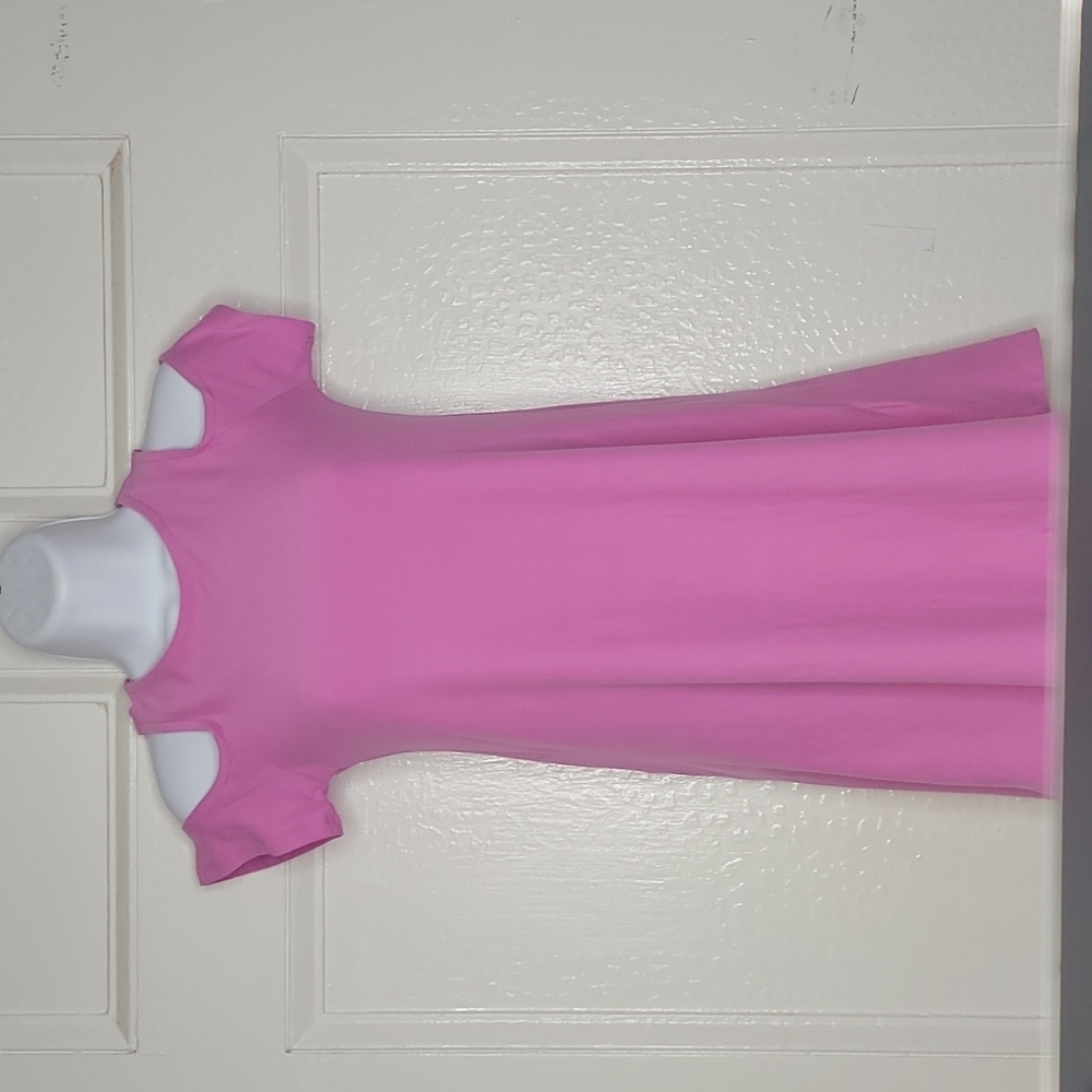 Girl's pink dress M 10/12 short sleeve cut out shoulders